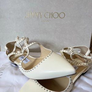 Jimmy Choo Lancer Flat Chalk/Silver Size 38